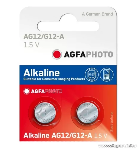 AgfaPhoto AG12 1,5V-os gombelem, alkáli LR43, 10 db / csomag