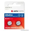 AgfaPhoto AG8 1,5V-os gombelem, alkáli LR55, 10 db / csomag
