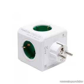   Allocacoc PowerCube Original USB 1202GN/DEOUPC elosztó, 4 aljzat, 2 USB csatlakozóval, fehér - zöld