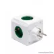 Allocacoc PowerCube Original USB 1202GN/DEOUPC elosztó, 4 aljzat, 2 USB csatlakozóval, fehér - zöld