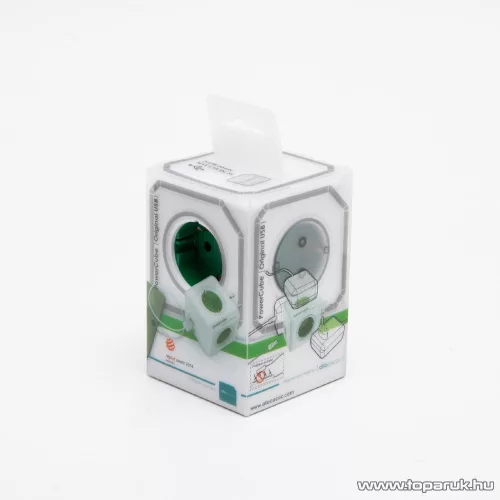 Allocacoc PowerCube Original USB 1202GN/DEOUPC elosztó, 4 aljzat, 2 USB csatlakozóval, fehér - zöld