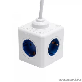   Allocacoc PowerCube Extended 1300BL/DEEXPC elosztó, 5 földelt aljzattal, fehér - kék