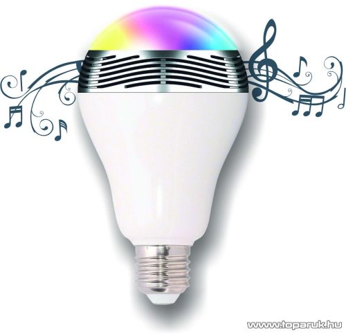 SAL BL 05 Multifunkciós LED fényforrás (zenélő okoségő), diszkólámpa funkcióval, 7 in 1, fehér + 7 szín, E27, 6W fényforrás, 3W hangszóró teljesítmény