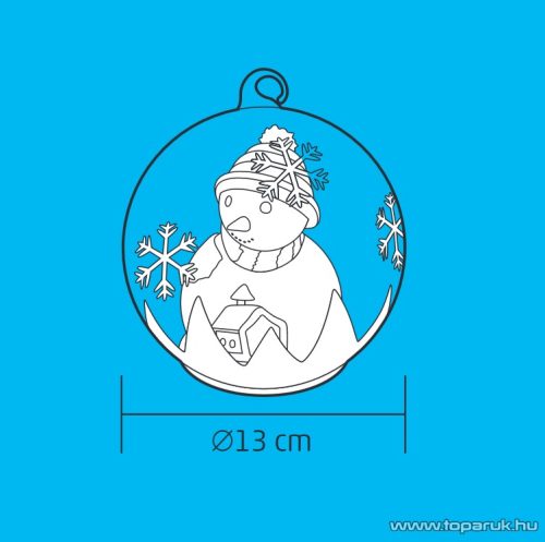 HOME GLG 13/RD Beltéri színváltós LED-es figurás üveggömb, hóember figurával, piros