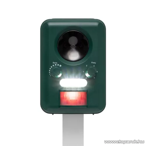 HOME AR02 Napelemes állatriasztó karó, PIR mozgásérzékelővel, 13.5 - 23.5 kHz (5 - 8 m távolság), USB töltőkábellel