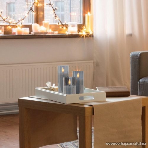HOME CDS 3 LED-es gyertyaszett, üvegben, pislákoló fénnyel