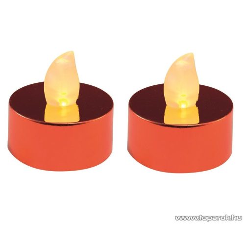 HOME CD 2/RED Beltéri elemes LED teamécses szett (2 db), 1 db sárga színű LED, pislákoló fényjáték funkcióval, piros színű