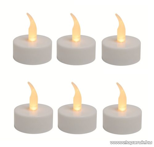 HOME CD 6/WH Beltéri elemes LED teamécses szett (6 db), pislákoló fényjáték, fehér színű mécsesek