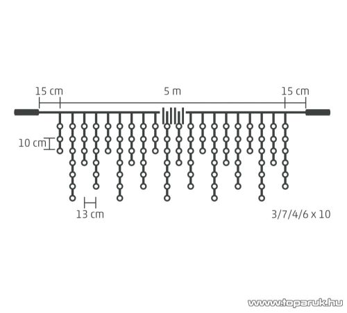 HOME DLFJ 200/WH Kültéri toldható állófényű 200 LED-es party jégcsap füzér, fényfüggöny, hideg fehér világítással, 5 m hosszú