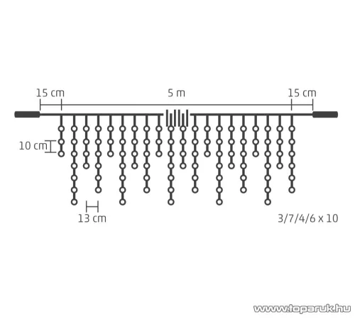 HOME DLFJ 200/WW Kültéri toldható állófényű 200 LED-es party jégcsap füzér, fényfüggöny, meleg fehér világítással, 5 m hosszú