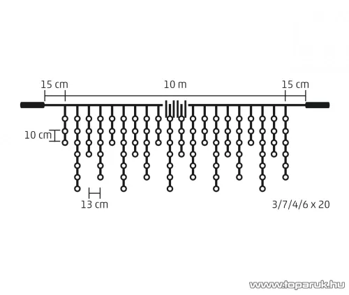 HOME DLFJ 400/WW Kültéri toldható állófényű 400 LED-es party jégcsap füzér, fényfüggöny, meleg fehér világítással, 10 m hosszú