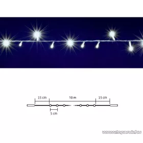   HOME DLI 200/WH Kültéri toldható állófényű 200 LED-es party fényfüzér, hideg fehér világítással, 10 m hosszú