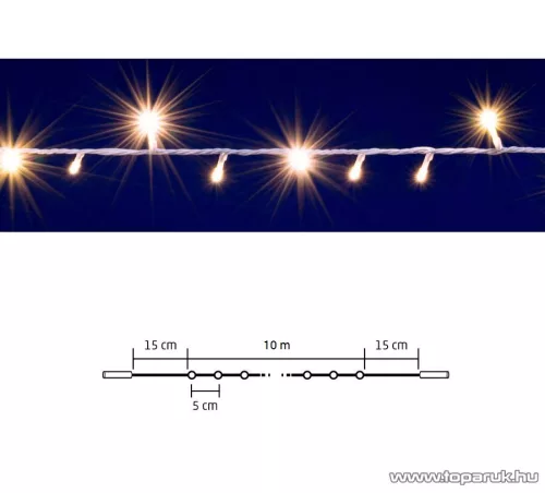 HOME DLI 200/WW Kültéri toldható állófényű 200 LED-es party fényfüzér, meleg fehér világítással, 10 m hosszú