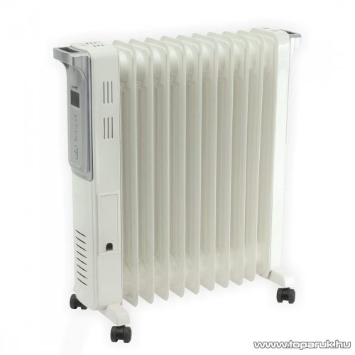 HOME FKO 11 LCD kijelzős olajradiátor, termosztát szabályozással, 11 tag, fehér, max. 2200 W