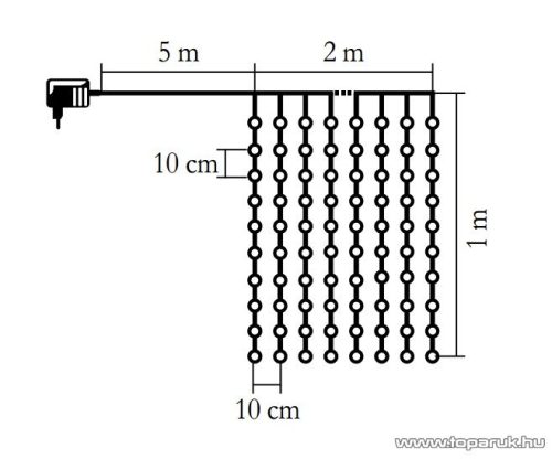 HOME KAF 210LC/WW Kültéri LED-es fényfüggöny, 210 db meleg fehér színű LED-del, állófényű, 200 cm széles