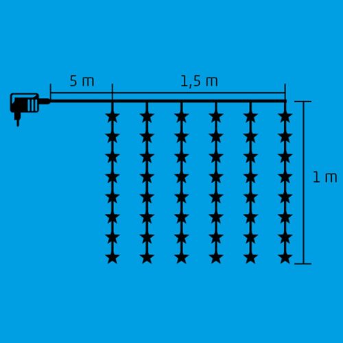 HOME KAF 48L Csillag díszes fényfüggöny, 150 x 100 cm, 48 db hideg fehér leddel