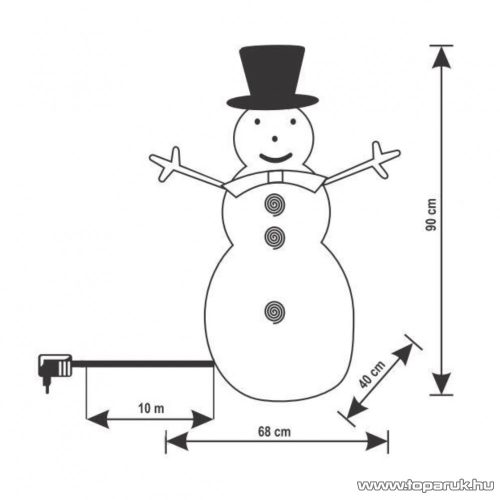 HOME KDA 9 Kültéri akril hóember, 80 db hidegfehér / melegfehér, kiválasztható színű LED-del, 90 cm magas