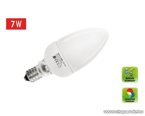 HOME KFG 7/14M Kompakt fénycső, gyertya, 7 W, E 14, 2700 K