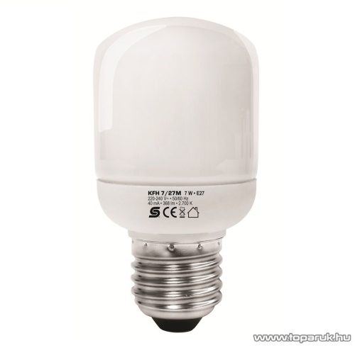 HOME KFH 7/27X Kompakt fénycső, henger, 7 W, E 27 / mini, 2700 K, 10 db / csomag