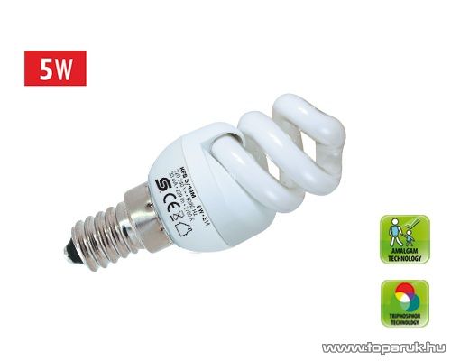 HOME KFS 5/14M Kompakt fénycső, spirál, 5 W, E 14, 2700 K