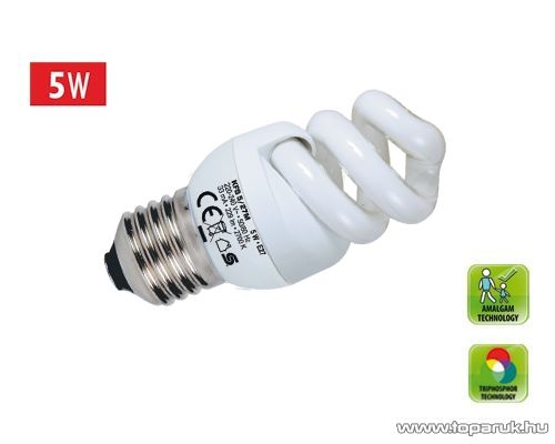 HOME KFS 5/27M Kompakt fénycső, spirál, 5 W, E 27, 2700 K
