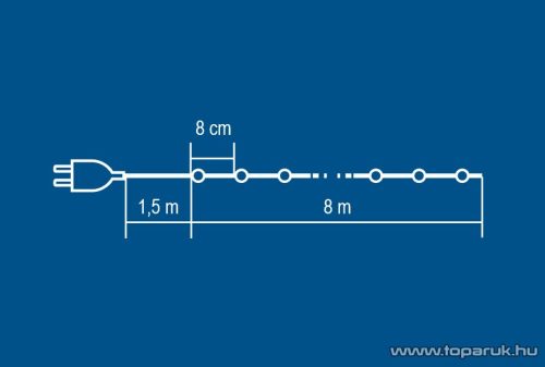 HOME KII 100/BL Beltéri LED-es fényfüzér, 100 db LED, 8 m hosszú, kék fényű