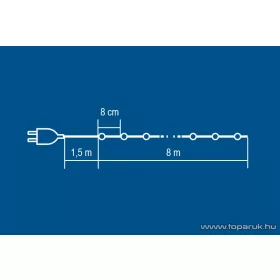   HOME KII 100/WW Beltéri LED-es fényfüzér, 100 db LED, 8 m hosszú, meleg fehér fényű