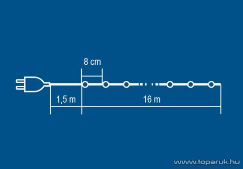 HOME KI 200 LED/BL Beltéri LED-es fényfüzér, 200 db LED, 16 m hosszú, kék fényű