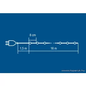   HOME KII 200/M Beltéri LED-es fényfüzér, 200 db LED, 16 m hosszú, multi (színes) fényű