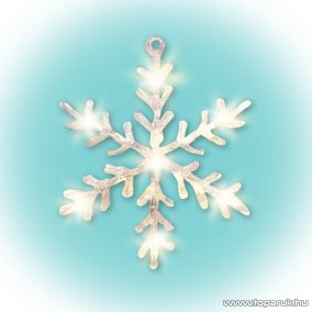   HOME KID 701/WW Beltéri LED-es akril ablakdísz, hókristály dekoráció, 16 db meleg fehér fényű leddel