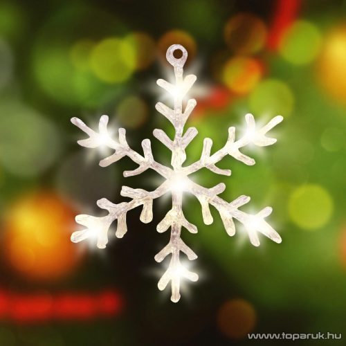 HOME KID 701/WW Beltéri LED-es akril ablakdísz, hókristály dekoráció, 16 db meleg fehér fényű leddel