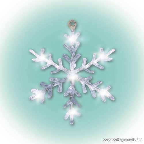 HOME KID 701 Beltéri LED-es akril ablakdísz, hókristály dekoráció, 16 db hideg fehér fényű leddel