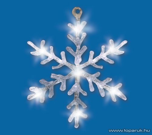 HOME KID 701 Beltéri LED-es akril ablakdísz, hókristály dekoráció, 16 db hideg fehér fényű leddel