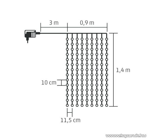 HOME KIN 126C/WW Beltéri LED-es fényfüggöny, 126 db meleg fehér színű LED-del, 90 x 140 cm