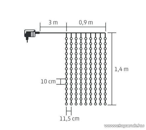 HOME KIN 126C/WH Beltéri LED-es fényfüggöny, 126 db hideg fehér színű LED-del, 90 x 140 cm