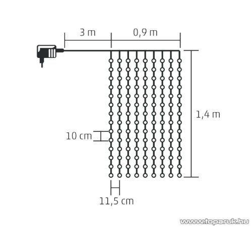 HOME KIN 168C/WW Beltéri LED-es fényfüggöny, 168 db meleg fehér színű LED-del, 120 x 140 cm