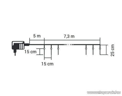 HOME KJL288 Kültéri jégcsap fényfüzér, 288 db olvadást imitáló futófényű HIDEG FEHÉR SMD LED-del, 8 db jégcsap, 3,5 m hosszú