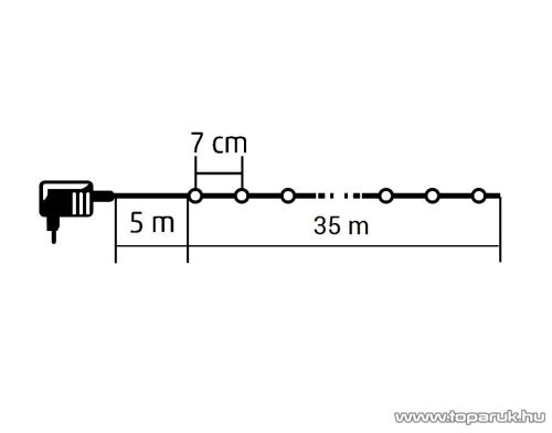 HOME KKL 500C/WW Kültéri LED-es fényfüzér, 35 m hosszú, 500 db meleg fehér fényű LED-del, állófényű