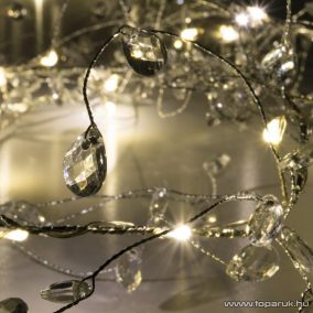   HOME KLG 25 Beltéri elemes micro LED-es akril gyöngy dekorációs fényfüzér, 25 db melegfehér LED-del