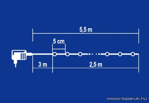 HOME KLG 50 Kültéri LED-es jégcsap fényfüzér, 50 db hidegfehér LED-del, 2,5 m hosszú