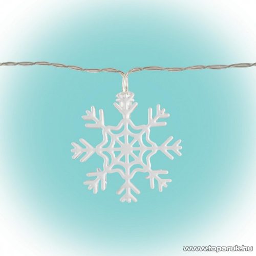 HOME KLM 10/S Beltéri elemes LED-es hókristály fényfüzér, fém, meleg fehér világítással