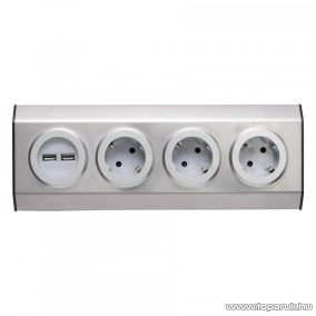   HOME KNV 03/USB INOX szerelhető konyhai elosztó USB aljzatokkal, rozsdamentes acél