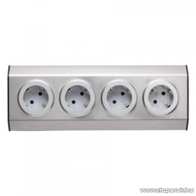   HOME KNV 04 INOX szerelhető konyhai elosztó 4 db földelt aljzattal, rozsdamentes acél