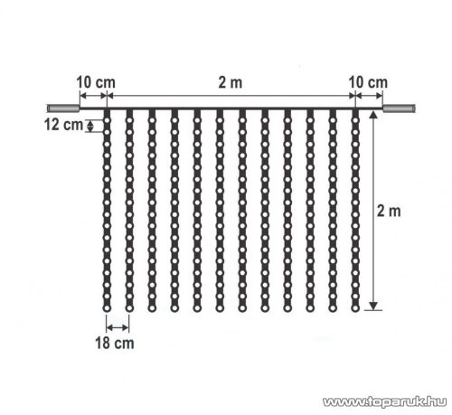HOME KSF 204/WW Kültéri LED-es sorolható (toldható) jégcsap fényfüggöny, 200 x 200 cm, 204 db melegfehér LED-del