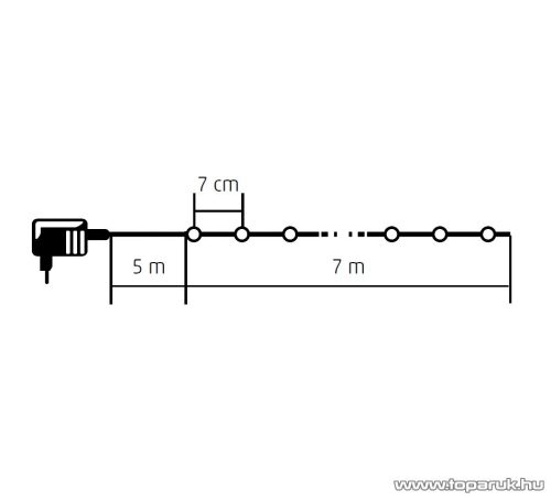 HOME LED 108C/WH Kültéri LED-es fényfüzér, 7 m hosszú, 100 db hideg fehér fényű LED-del, 8 programos, memóriás