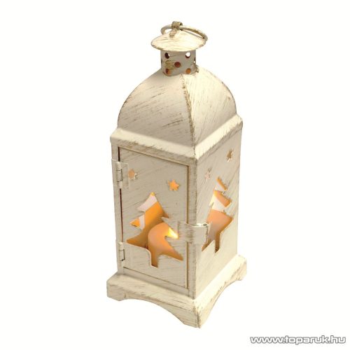 HOME LTN 8/P Beltéri lámpás LED-es gyertyával, fém anyagú, fenyő mintás