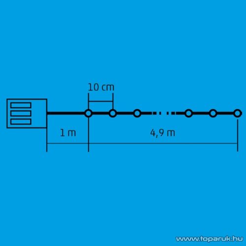HOME MLC 58/M Kültéri elemes, LED-es, 8 programos mini fényfüzér, 50 db színes (multi) leddel