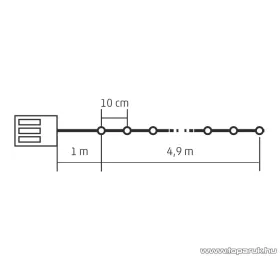   HOME MLC 58/WH Kültéri elemes, LED-es, 8 programos mini fényfüzér, 50 db hideg fehér színű leddel