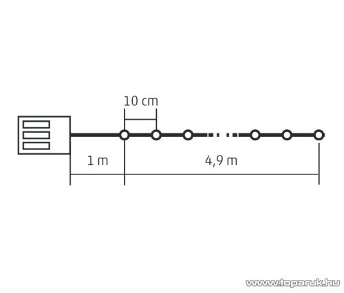 HOME MLC 58/WW Kültéri elemes, LED-es, 8 programos mini fényfüzér, 50 db meleg fehér színű leddel