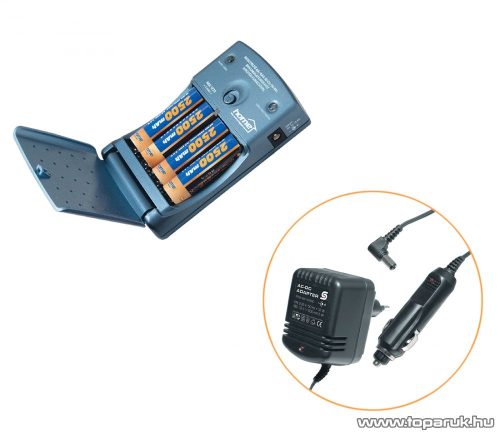 HOME MW 1270/22 Akkumulátortöltő Ni-Cd és Ni-Mh akkuk töltésére + 4 db AA ceruza akkumulátor - megszűnt termék: 2017. január